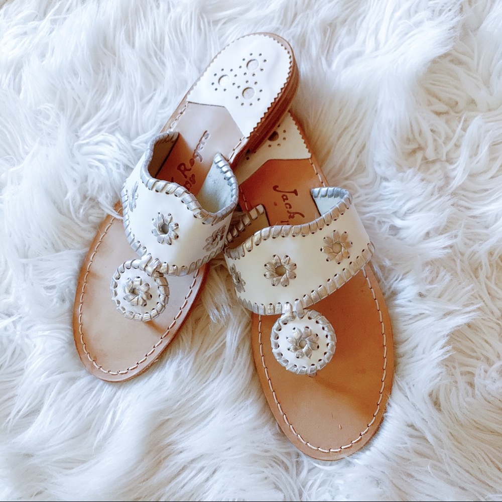 Jack Rogers Sandals White Silver Size women’s 8